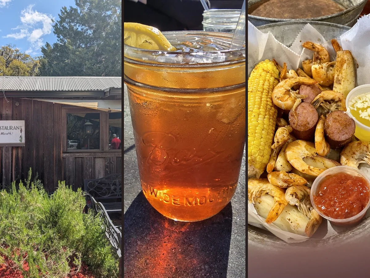 Cocktails and small plates on the table.